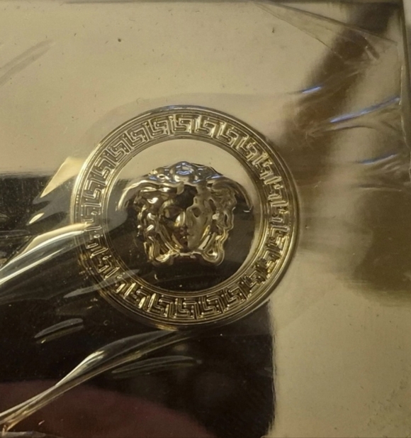 Versace Accessories - Versace Gold Mirror Compact with Black Leather Case